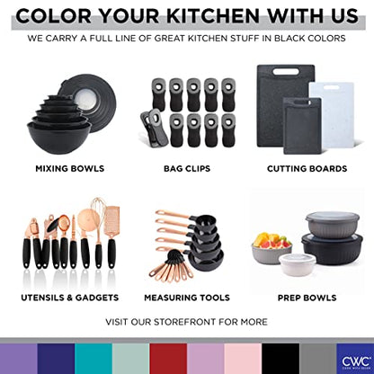 COOK WITH COLOR Mixing Bowls with TPR Lids - 12 Piece Plastic Nesting Bowls Set includes 6 Prep Bowls and 6 Lids, Microwave Safe (Speckled Black) - color: Speckled Black TPR Lids