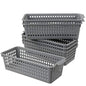 Long Plastic Basket Trays, Slim Pencil Organizer Grey, 6-Pack - size: slim baskets