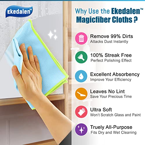 Microfiber Cleaning Cloth Lint Free Glass Cleaner Window Polishing Streak Free Miracle Easy Clean Rag Reusable for Mirror Kitchen Dish Auto Detailing,Pack of 8, 12'' x 16'', Light Grey - color: Light Grey, 12 X 16 Inch