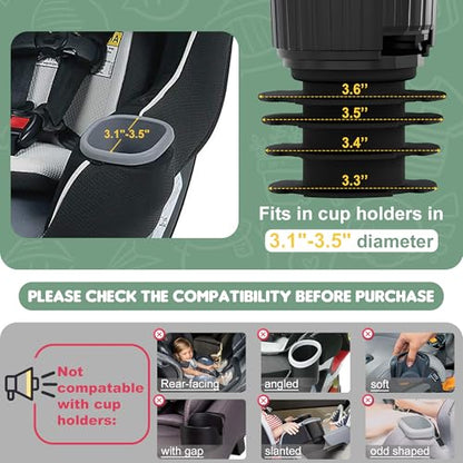 Upgraded Car Seat Tray for Kids Car Seat Tray with Expandable Base for Snacks, Toys, Books, Entertainment Kids Travel Essentials Fits 3.1''-3.5'' Cup Holders (1, Large Base) - size: Large Base