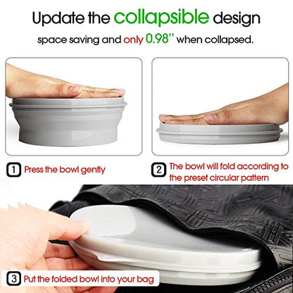 ME.FAN Silicone Collapsible Bowls - Silicone Folding Travel Bowl with Lids - Expandable Food Storage Containers Set - Portable, [27oz] - color: 2 Pack-Powerblue-Deep Green