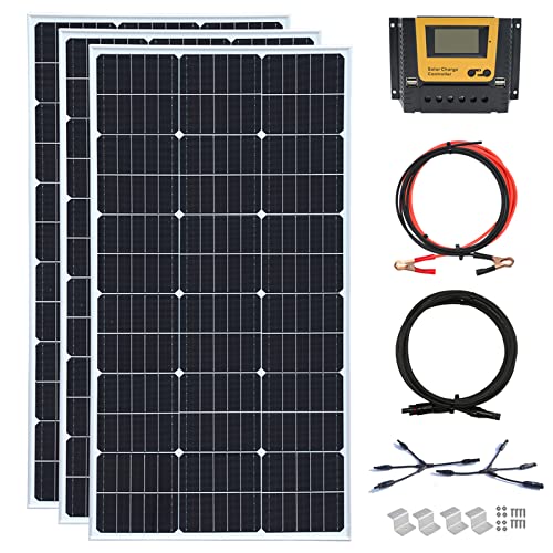 300 Watt 12Volt Solar Panel Kit 3x100W Monocrystalline Module 30A Charge Controller for RV, Boats, Trailer, Camper,Off-Grid System (300W Solar Kit) - style: 300W solar kit