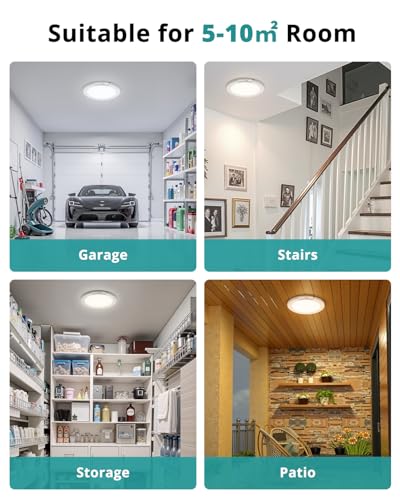 wowatt Rechargeable Ceiling Lights Battery Operated Ceiling Light with Remote Wireless Shower Lighting 3000K 4500K 6500K 7.48in Dimmable Timing Overhead Light for Closet Shower Living Room - color: 3CCT-Round, size: 1 Pack