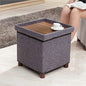 15 Inch Storage Ottoman with Wooden Legs - Cube Foot Rest Stool, Square Footstool, Comfortable Seat with Lid, Foldable Fabric Ottoman, Space-Saving Grey - color: Squ Grey