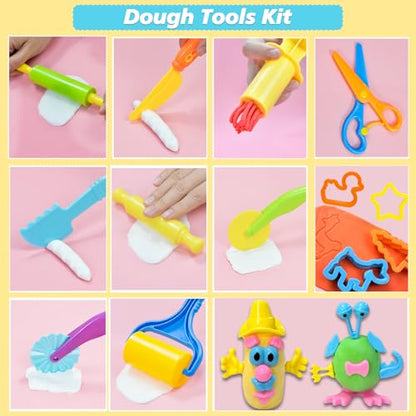 LCY WEDSHI Dough Tool Set, 47 Pcs Dough Tools Sets for Kids Ages 4-8, Dough Accessories Includes Animal Molds, Cutters Roller, Rolling Pins, Safety Scissors, Plastic Knife - style: 47 PCS