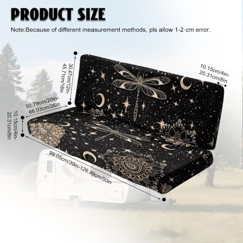 Dragonfly Moon Star Pattern 2 Pieces RV Dinette Cushion Covers Scratch-Resistant RV Couch Cover Wear-Resistan Sofa Furniture Protector Camper Seat Covers Dinette Booth - color: Dragonfly Moon Star