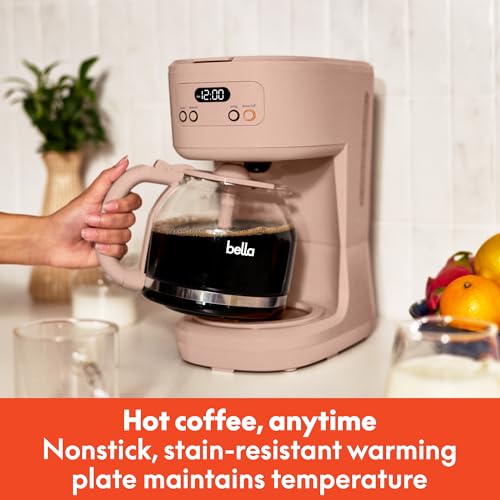 bella 12 Cup Programmable Coffee Maker, Reusable Dishwasher Safe Accessories, Easy LCD display, Auto Shutoff, 900 watt, Blossom - color: Blossom
