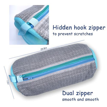 Dual Compartments Shoe Washing Machine Bag, 360° Deep Clean Laundry Bag, Reusable Shoe Bag for Washing Machine, Shoe Cleaning Bag for Sneakers Tennis Shoes Sock - color: Grey