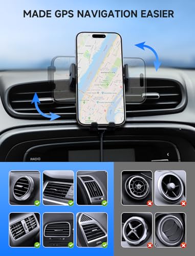 MOKPR Wireless Car Charger, 15W Auto Clamping Car Charger Dash Windshield Air Vent Phone Holder Compatible with iPhone 16 15 14/13/13 Pro/12 pro/12/11/X/8, Samsung S24/S23/S22 - color: Black
