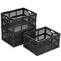 Eslite 34L Large Plastic Folding Storage Crates,Collapsible Crates for Storage,Pack of 3 (Black) - color: Black