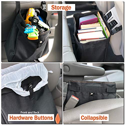 Car Trash Can Hanging for Headrest, Extra Large Waterproof Auto Garbage Bag Organizer, Collapsible Vehicle Waste Bin (Navy Blue) - color: Navy Blue
