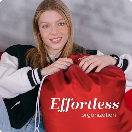 Handy Laundry Nylon XL - Large Capacity with Locking Drawstring, Machine Washable, Fits Laundry Baskets or Hampers, Holds 3 Loads of Clothes - Red (Pack of 2) - color: Red