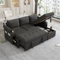 83.5" L-Shaped Foldable Sofa Couch, Modern Chenille Pull Out Couch with UAB, Convertible Love Seat Sofa Bed with Adjustable Back and Pillow for Living Room, RV, Small Spaces (Black, 83.5") | Modern Chenille - color: Black, size: 83.5"