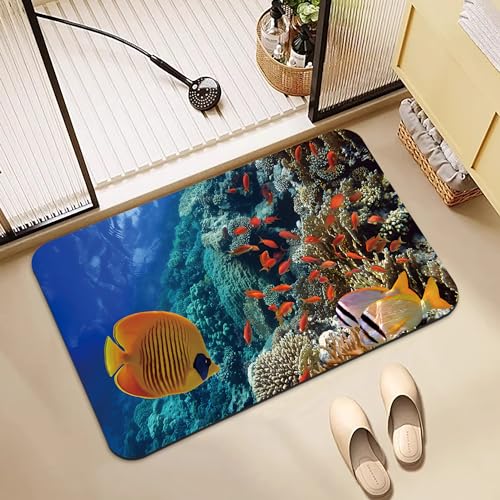 Bathroom Rugs Non Slip Quick Dry Bath mat Rubber Bathroom mat, Super Absorbent Bath mat, Washable Bathroom mat Bath Rugs, Shower Mat Bath Mats for Bath Floor, 15.7x23.6in, Coralline - color: Coralline, size: 15.7x23.6in