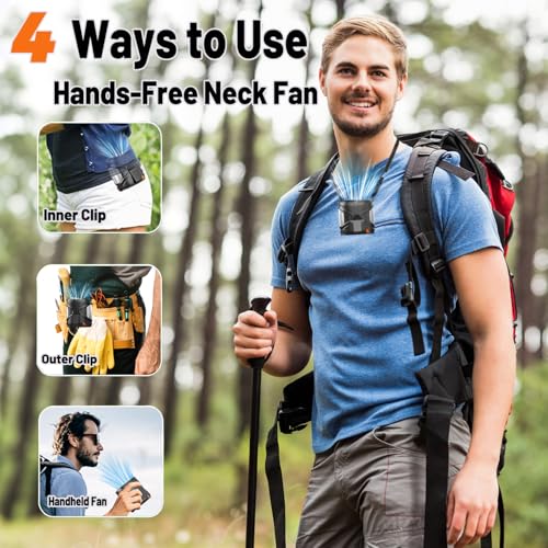 2026 AI Portable Waist Fan, Personal Fan Rechargeable With 6-Speed 16000RPM Strong Airflow, 40H Runtime Wearable Belt Cooler, Hands-Free Shirt/Belt/Neck Fan for Camping, Jobsite, Outdoor (Black) - color: Black
