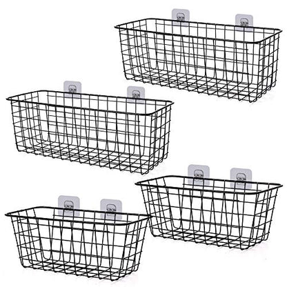 4 Pack Wire Storage Baskets Household Metal Wall-Mounted Containers Organizer Bins for Kitchen Bathroom Freezer Pantry Closet Laundry Room Cabinets Garage Shelf, 2 Large 2 Medium