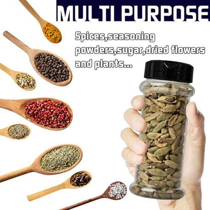 8 Pack 5.5 Oz Plastic Round Spice Bottles with Black Shaker Lids,Reusable Seasoning Containers Jars,Clear Plastic Bottle Containers with Shaker Lids for Powders,Spice,Herbs,Glitters