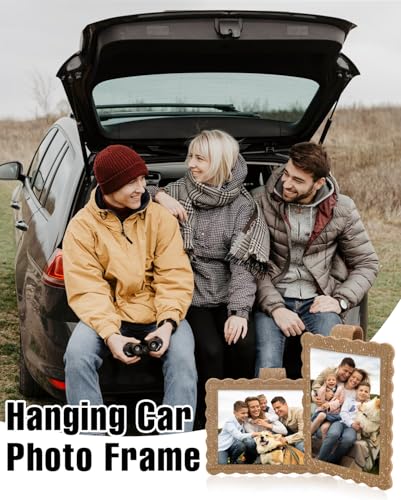 COOLYOUTH 2Pcs Car Picture Frame Car Visor Clip Picture Holders Leather Magnetic Photo Frames with Clip (2, Cloth-Khaki) - color: Cloth-Khaki