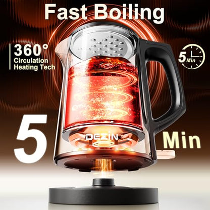 Dezin 0.8L Electric Kettle, Small Electric Kettle with Double Wall Construction, 304 Stainless Steel Electric Tea Kettle for Business Trip, Portable Travel Kettle with Auto Shut-Off