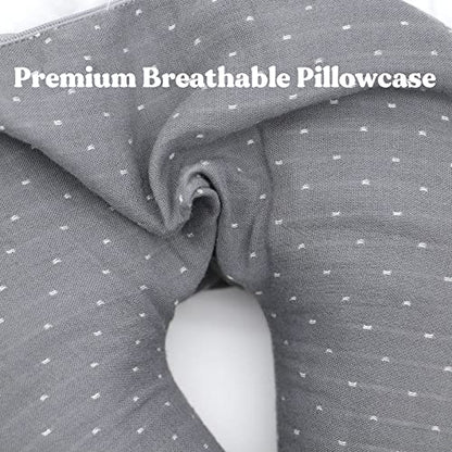 Buckwheat U-Shaped Neck Pillow Adjustable Buckwheat Hull Pillow with Pillowcase, Neck Support and Shoulder Relax Cervical Pillow (12x12 inch, Grey) - color: Grey