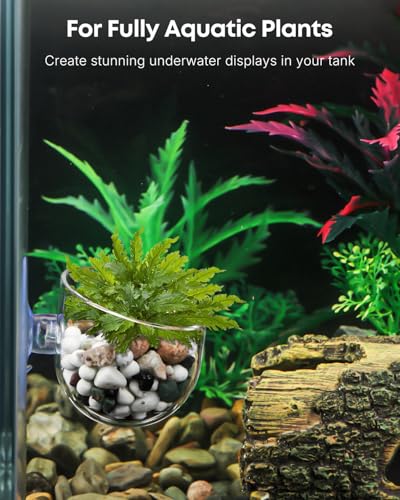 Pawfly Aquarium Plant Holder with Suction Cup, Clear Plastic Fish Tank Planting Holder, Fish Tank Plant Pot for Aquascape Decoration, Aquarium Planter Cup, 4 Pcs. - size: 4 Pack