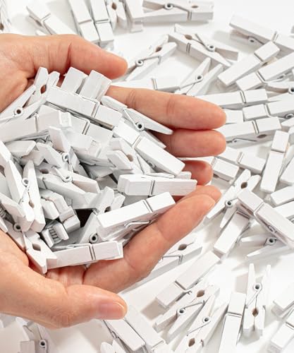 Mr. Pen- Wooden Clothes Pins, Natural Wood, 132 pcs, 1.4 Inch | White Mini Clothes Pins for Hanging Pictures, Small Clothes Pins Wood, Clothing Pins, Mini Clothespins for Photos - color: White, size: 1.4 inch, 132 pcs