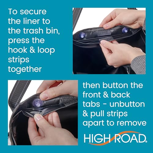 High Road StashAway Car Trash Can with Tissue Holder - Car Organizer with Trash Can, Tissue Dispenser and 3 Storage Pockets for Bottles, Flasks, Wipes and Driving Essentials