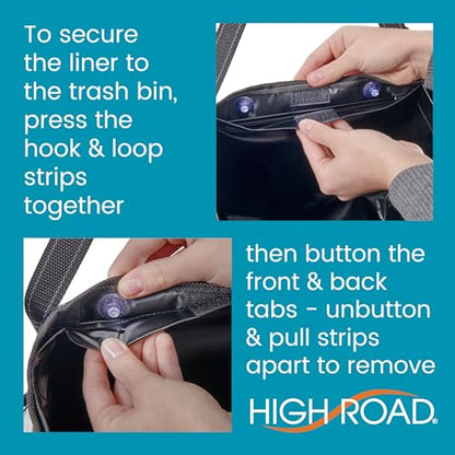 High Road StashAway Car Trash Can with Tissue Holder - Car Organizer with Trash Can, Tissue Dispenser and 3 Storage Pockets for Bottles, Flasks, Wipes and Driving Essentials