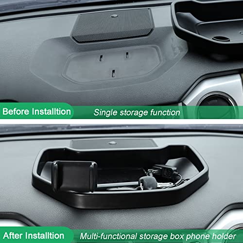 Black ABS Car Center Console Dash Table Storage Tray Fit for Toyota Tundra 2014-2021 Instrument Organizer 360° Rotating Phone Holder Cradle Accessories (with Mobile Phone Holder) - style: With Mobile Phone Holder