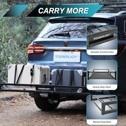 TOOENJOY 59" x 15.5" x 5" Skinny Roof Cargo Carrier Basket, Foldable and Tilting Design, 200 LBS Capacity, Fits 2" Hitch Receiver for SUV Pickup Truck - size: L59 x W15.5 Inch with Hitch