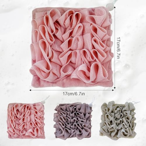 3 Pcs Soap Bar Loofah, 2 in 1 Bar Soap Loofah Pouch Can Hold Soap Effective Exfoliation for Bathing (Khaki + Coffee + Pink) - style: khaki, coffee and pink