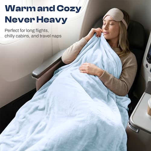 EverSnug Travel Blanket and Pillow - Ultra-Soft, Compact & Lightweight, 65x40 Inches, with Carry Case, Luggage Sleeve & Backpack Clip for Airplane Comfort (Ice Blue) - color: Ice Blue