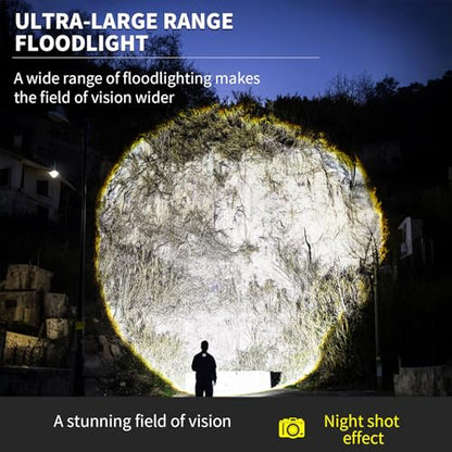 DT009 LED Flashlight Rechargeable, 1500 High Lumens Flash Light, Tactical Flashlight IP68 Waterproof with 5 Mode, EDC Handheld Flashlight for Hiking, Camping, Emergency(Battery Included)