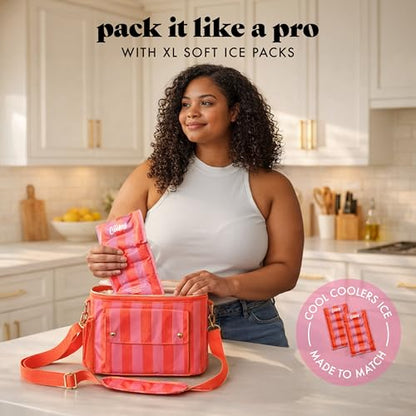 Fit & Fresh Sidekick Insulated Cooler Bag – Dual Compartment Leakproof Soft Sided Lunch Cooler, Small Cooler Bag with Crossbody Strap, 15 Can Capacity for Work, Beach & Travel, Daiquiri Cabana Stripe - color: Daiquiri Cabana Stripe