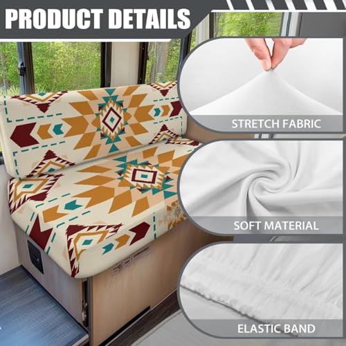 NDISTIN Native American Navajo RV Dinette Cushion Covers 2 Sets Comfortable Camper Couch Cushion Covers Stretchable Dinette Rv Seat Covers Dinette Booth Cushions for RV Camper Sofa - color: Native American Navajo