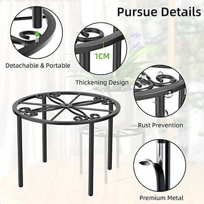 bussdis Plant Stand 1 PCS-10.2 IN Flower Pot Stand Plant Rack for Indoor and Outdoor Courtyard Gardens Black