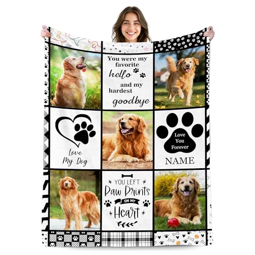 Personalized Dog Blanket with Photos, in Loving Memory of Loss Pet, Custom Dogs Memorial Blanket with Pictures & Name, Customized Pet Blankets Sympathy Bereavement Gift for Loss of Dog or Cat - color: Design6