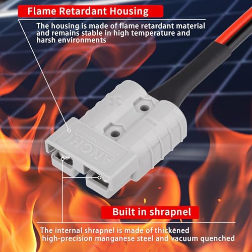 ELFCULB 10AWG 20FT Anderson Connector 50 Amp Cable,Anderson SB50 Plug Battery Quick Connector Cable for Solar and Wind Energy Systems Battery Connections Forklifts - size: 20FT