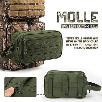 QT&QY Tactical Toiletry Bag For Men Hygiene Bag EDC Military Tool Molle Pouches Small Dopp Kit Mens Shaving Kit Travel shower Bags - color: 1 US Green
