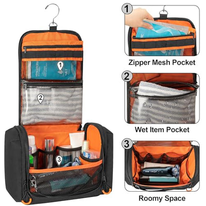 Tactical Toiletry Travel Bag for Men, Hanging Dopp Kit Hygiene Bag Shower Organizer with Hook for Toiletries and Shaving Care, Black (Empty Bag) - color: Black