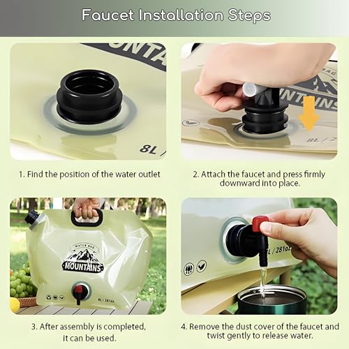 Collapsible Water Container with Spigot 2.1Gal, 4Pack Portable Beer Dispenser Bag for Camping RV, 3-Layer Oxygen Barrier Growler Alternative, BPA Free Reusable Drink Bags for Homebrew Festivals Cruise