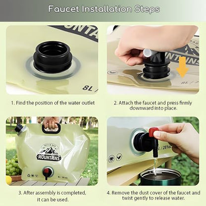 Collapsible Water Container with Spigot 2.1Gal, 4Pack Portable Beer Dispenser Bag for Camping RV, 3-Layer Oxygen Barrier Growler Alternative, BPA Free Reusable Drink Bags for Homebrew Festivals Cruise
