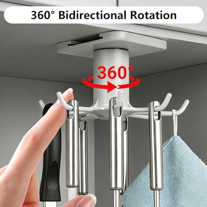 Grey Under Cabinet Kitchen Utensil Hook, 360° Rotating Utensils Hanger Hook for Kitchen and Bathroom Hanging Rack for Tools/Towel/Knife/Scoop - color: Grey-1 PCS
