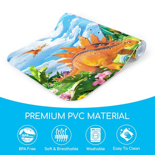 Baby Bath Mat for Tub, Non Slip Kids Bath Shower Mat, 40 X 16 Inch Large Bathtub Mat with Drain Holes and Suction Cups for Toddlers, Machine Washable and Waterproof (Dinosaur) - color: Dinosaur