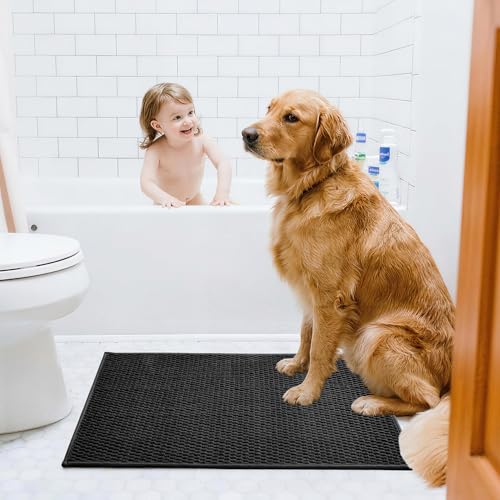 Triohero Toilet Rug, Thin Toilet Rugs U Shaped Washable Non Slip Absorbent Quick Dry Low Pile Toilet Mat, Black 20"x24" U Shape - color: Black, size: 20"x24" U Shape