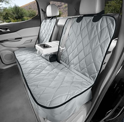 4Knines Dog Seat Cover for Back Seat, Heavy Duty Waterproof Rear Seat Protector for Large Trucks, SUVs, Cars - Fits 60/40 Split Bench with Middle Seat Belt, Non-Slip Backseat Cover (Extra Large, Grey) - color: Grey, size: Extra Large