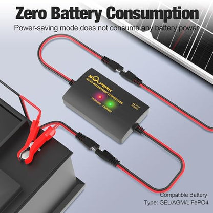 SOLPERK 15W Solar Battery Charger 12V Waterproof Solar Panel Charger + Upgrade 8A Charge Controller+ Adjustable Mount Bracket for Car, Motorcycle, Boat, Marine, RV,Trailer, Tractor,Truck, etc. - size: 15W