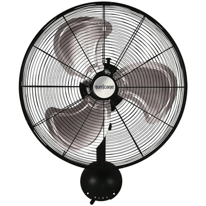 Hurricane Pro High Velocity Oscillating Metal Wall Mount Fan w/ 3 Speeds, Black, 20" - Corded Electric Air Cooling Unit w/ Powerful 4500 CFM Airflow for Home, Garage, Gym, Workshop & Greenhouse - style: 20" Pro Series