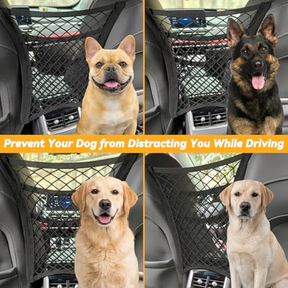 Car Dog Barrier for SUV, Pet Barrier Car Mesh Organizer for Dog & Child Drive Safety Barrier with Mesh Pockets, Storage Bag Travel Essentials Holder - size: 11.8 x 10.6 Inch
