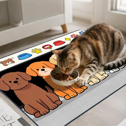Nuxovilar Pet Food Mat Dog Supplies Cute Canine-Themed Polyester (23.62×17.71 inches) Bowl Water Spill Pad Feeding Gear for Home, Feeding Area, Pet Station - color: Mi07690